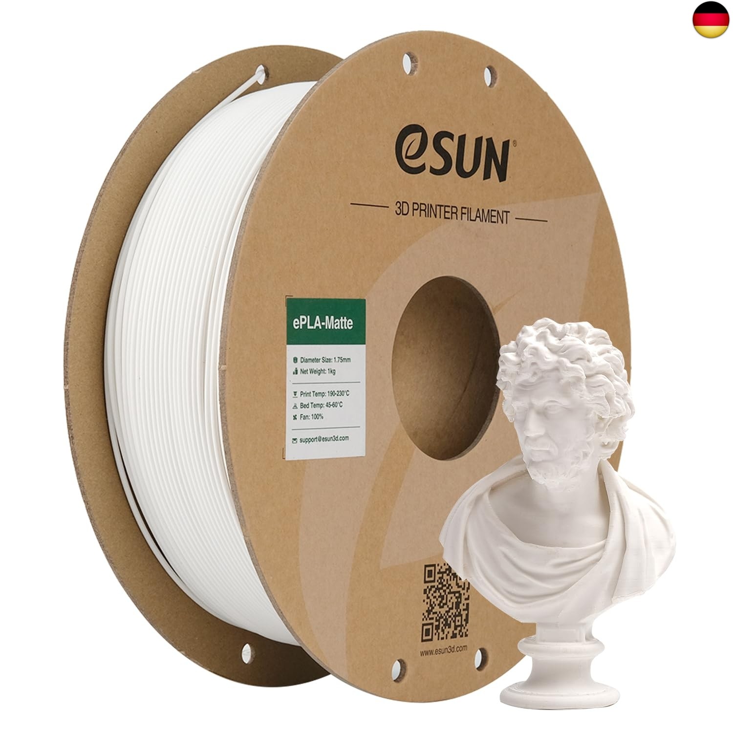 eSUN Aufgerüstet Matte PLA 3D Drucker Filament, Matte PLA Filament 1.75mm, 