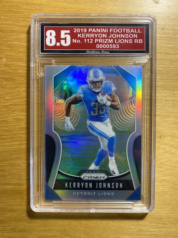 2019 Panini Prizm Kerryon Johnson #112 SILVER Det. Lions GI Grade 8.5 NM-MT+ 