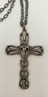 Vintage Italy Resurrection Lily Flowers  Cross Pendant Necklace Silver Signed — photo 4