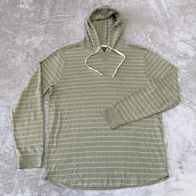 Marine Layer DK Pullover Hoodie Mens M/L Marge Olive Green Striped $88 New NWOT