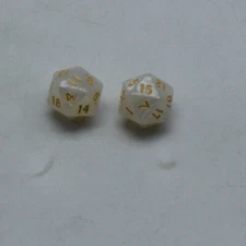 Sirius Dice 2 D20 White with Gold pips (2 D20 LOT) FAST SECURE SHIP