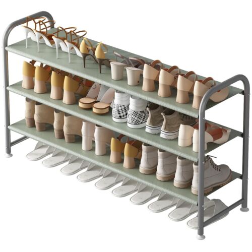 Shoe Rack 3 Tier Long Storage Organizer Wide Metal Shoe Shelf for Closet Entr...