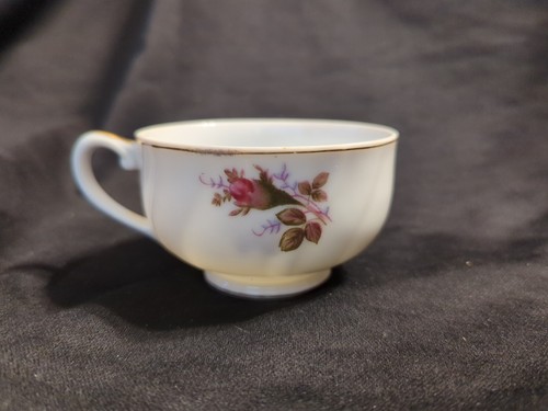 Moss Rose sobre Blanco con Borde Dorado Repuesto Taza "Remolinada", 3 3/8"D - seminuevo - Imagen 2 de 15