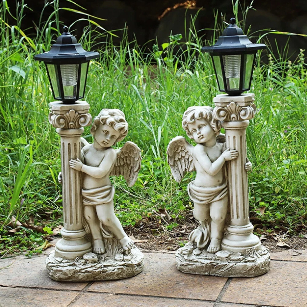 Solar powered angel garden lights deals