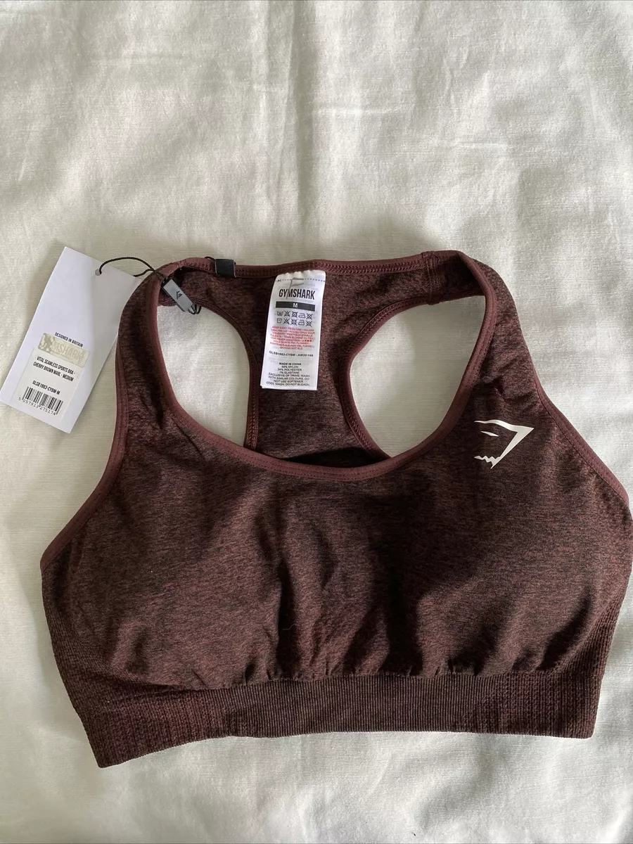 Gymshark Vital Seamless Sports Bra Cherry Brown Marl Medium NWT