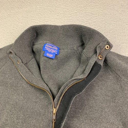 Pendleton Sweater Jacket Mens Large Gray Heavyweight Full Zip Cotton Snaps - Picture 8 of 8