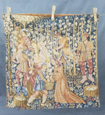 Vintage French Beautiful Grape Harvest Scene Wall Hanging Tapestry 47x47 cm