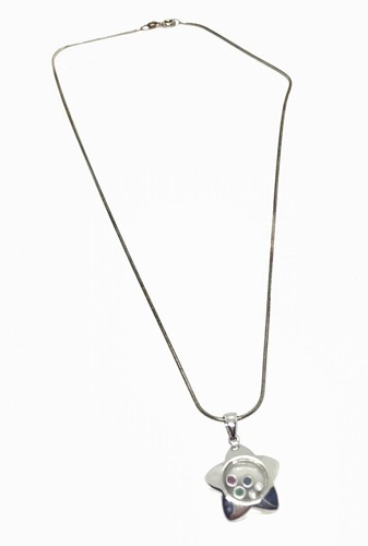 Sterling Silver 925 16” Star Floating Stone Necklace