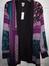 NWT CHICOS BOHEMIAN PATCHWORK SOFT LONG SLEEVE JACKET 2 12 14