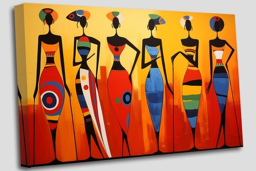 African Tribal Fresh Modern Colours Canvas Wall Art Picture Print - 第 1/7 張圖片