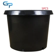 Heavy Duty 5Pcs 25 Gallon New Black Plastic Plant Flower Nursery Pot Nutrition