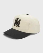 Amiri Two Tone MA Logo Hat Full Canvas Hat Cap -Black