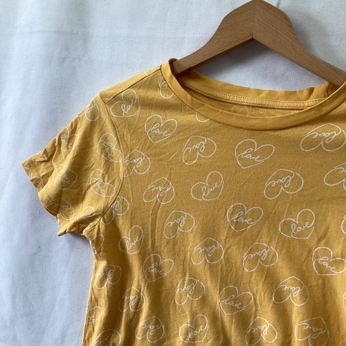 Primark Womens Dark Yellow Love Short Sleeve T Shirt Size S 10 - 12 Cotton - Picture 2 of 5