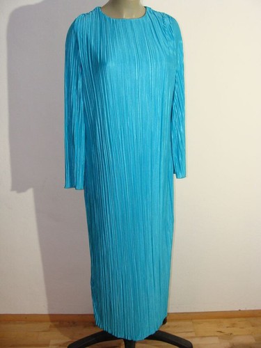 Süßes Satin Glanz Kleid in Türkis mit tollen Plissee Falten Größe 42 - 44 / XL - Bild 7 von 10