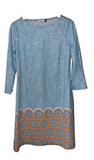 Cabana Life 50+ UV Protection Blue Orange  3/4 Sleeve Shift Dress Size M