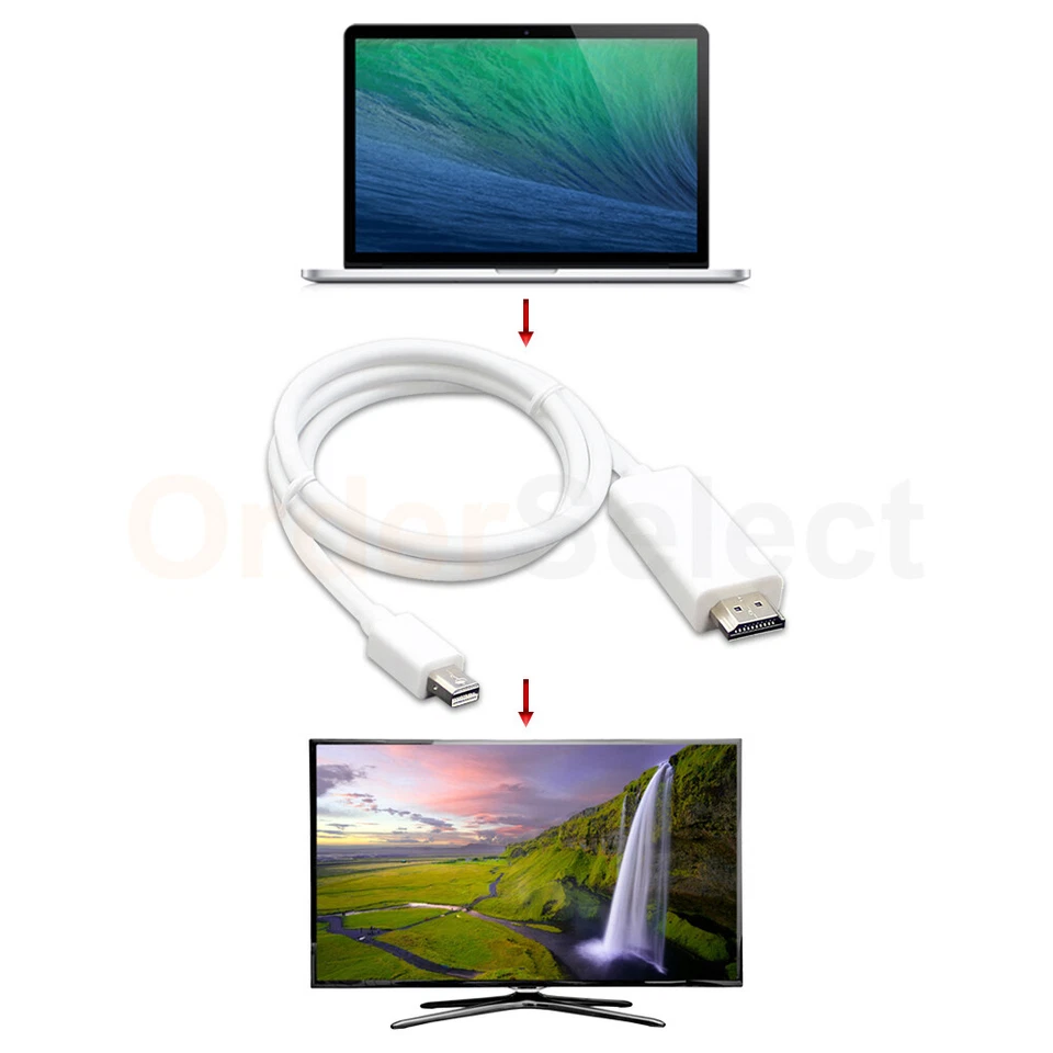 High Speed ThunderBolt Mini DisplayPort DP to HDMI Cable Adapter Male - Image 3 of 4