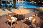 DSLG A-Grade Teak 4pc Dining Set 60" Round Table 3 Arm Chair Outdoor Patio