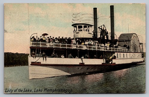 Postcard Lady of the Lake Memphremagog Paddle Steam Boat Scrapped in 1917 - Picture 1 of 2