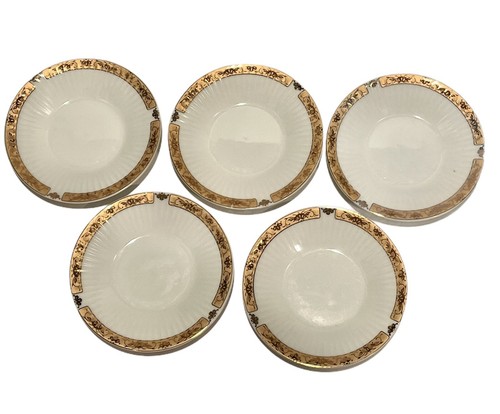 Antique Demitasse- Espresso 5 Cups & Saucers Tanaka Japan Porcelain China White - Picture 5 of 7