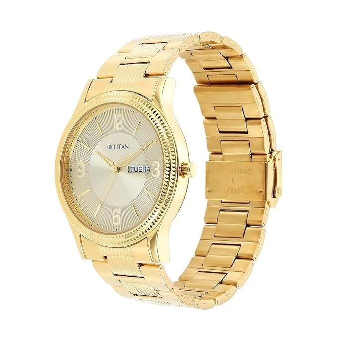 Reloj de cuarzo titanio analógico esfera champán correa de acero inoxidable para hombre-NS1650Y Foto 2 de 4