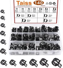 140PCS 12 Sizes 6-22Mm Black Spring Band Hose Clamp Assortment Kits.Low Pressure