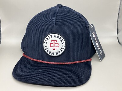 Dirty Hands Clean Money TROLL CO. Navy Blue Corduroy Snapback Hat NWT