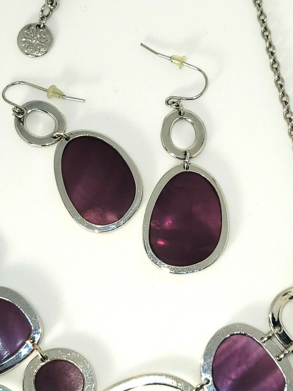 GRACE ADELE Abstract Polished Silver Tone Purple … - image 4