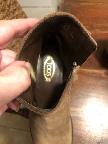 Tod's Suede/Leather Pull On Round Toe Casual Brown Boots Women's Size 35 (US 5) - Picture 7 of 10