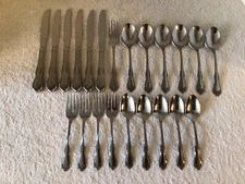 22 Pc. Wm A Rogers Deluxe Oneida Ltd *MANSFIELD*Glossy Stainless Steel Flatware