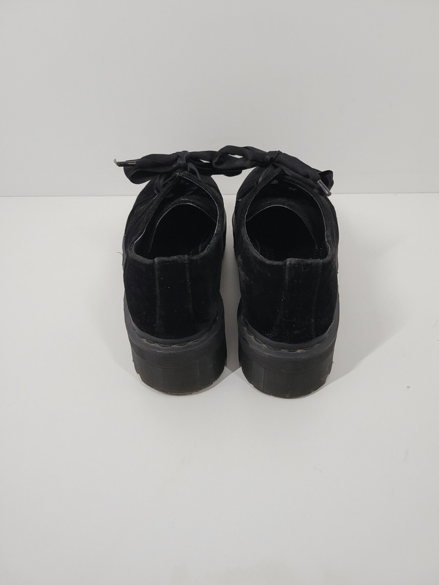 Dr Martens Holly Black Crushed Velvet Platform Oxford Lace  Dr Martens Holly Black Crushed Velvet Platform Oxford Lace Up Shoes Women Sz 10 main image 1