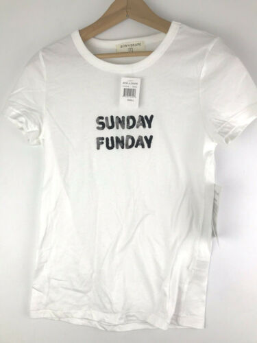 Bow & Drape T Shirt Size S Sunday Funday Sequin Football Top Womens NEW n