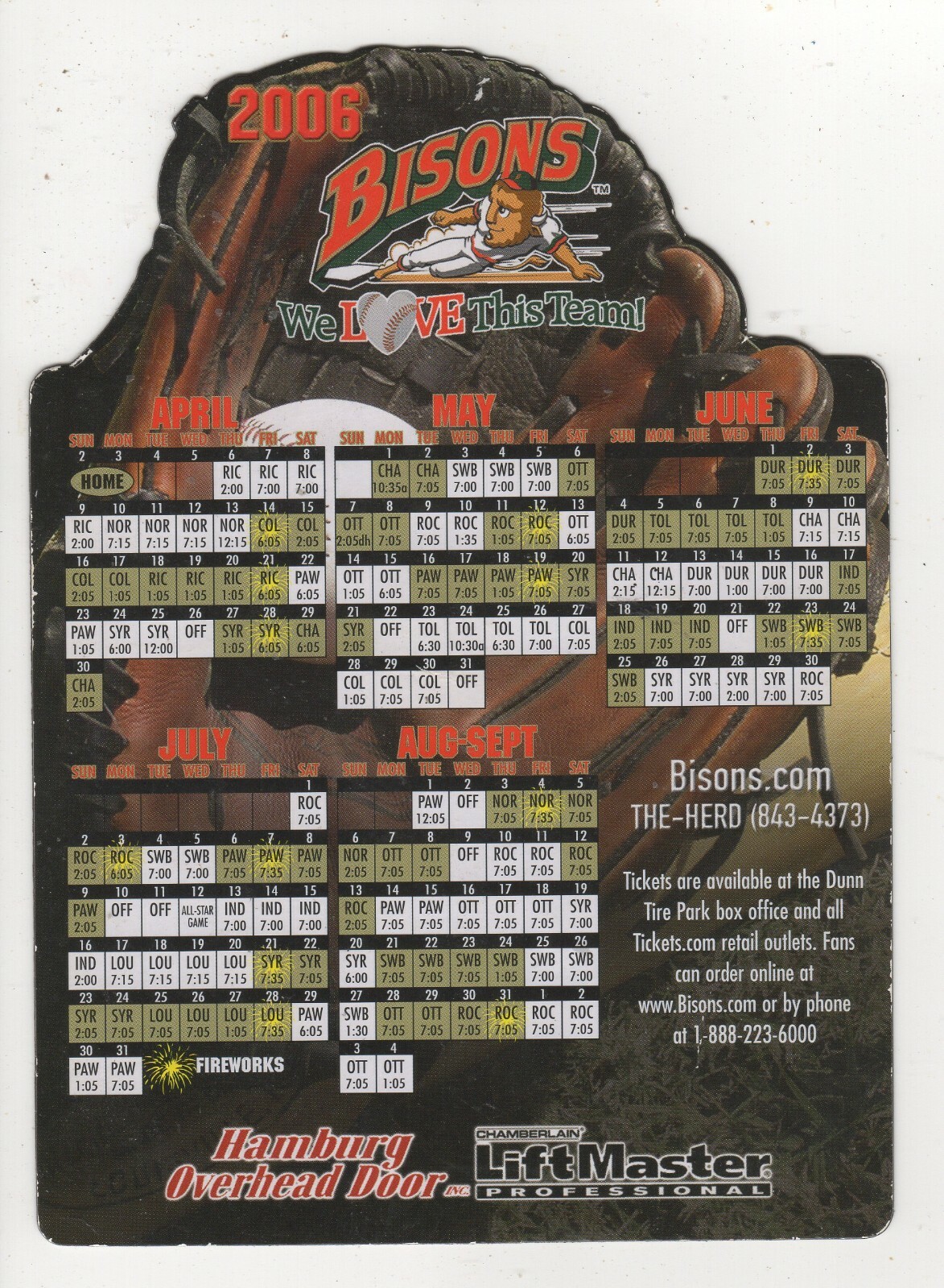 2006 Buffalo Bisons Magnetic Schedule | eBay