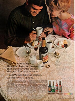 Vintage advertising print Alcohol Hiram Walker's Cordials It isn't a Saturday 66