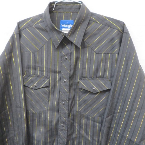 Wrangler Western Shirts Gray Snap Pinstripe Long Sleeve Pockets Size Large - Picture 4 of 10