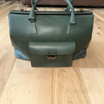 VITTORIA NAPOLI Women's Made In Italy Leather Satchel Handbag Green
