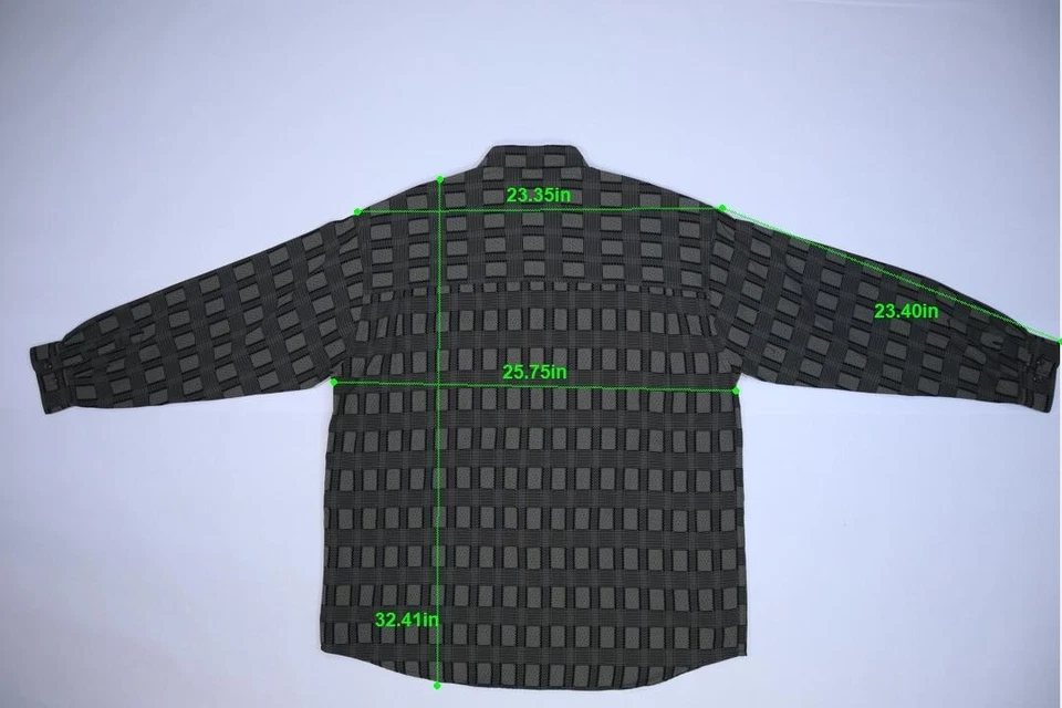 Bachrach Mens Black Green Geometric Print Long Sleeve Button Up Shirt XL - Image 4 of 4