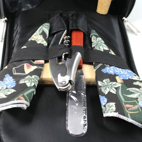 Picnic On The Go Insulted Black Tote Bag Two Person Drink Food Carry All Handled - Picture 4 of 10