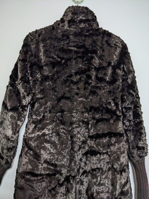 Krizia Poi Italian Designer Brownish Black Zip Front Jacket Heavy