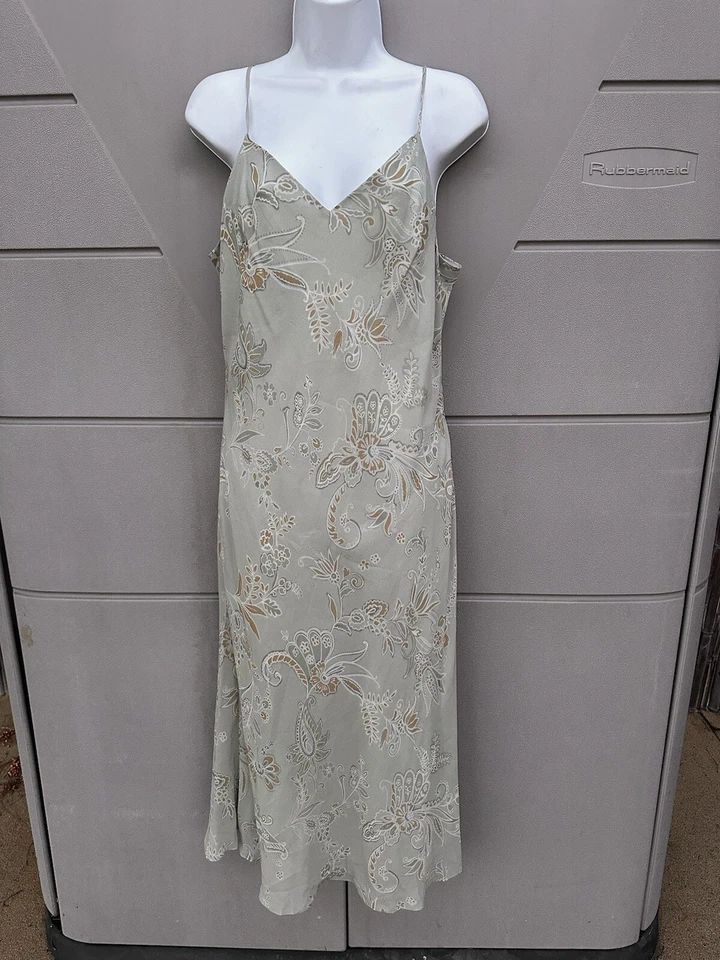 Vestido David Warren NY DE COLECCIÓN Y2k Años 90 Seda Floral Midi Sin Mangas Hada Cottagecore Talla 12 Foto 2 de 4
