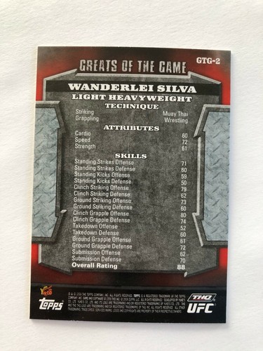 TOPPS UFC ROUND 2 2009 TARJETA INSERTADA INDISCUTIBLE - GRANDES DEL JUEGO GTG XBOX PS3 - Imagen 5 de 25