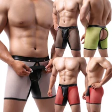 Men's See Through Trunks Boxer Briefs Underwear Sexy Breathable Soft Stretchy