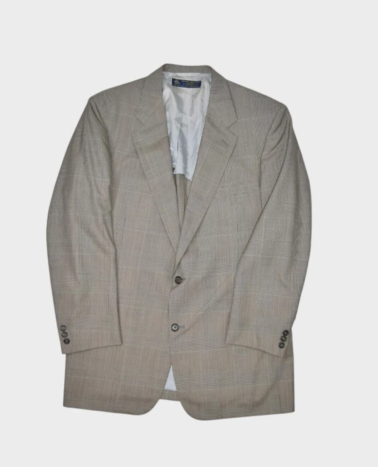 Vintage Brooks Brothers Suit Mens 44L Grey Glen Check Wool Blazer & Pants 38x30 - Image 2 of 4