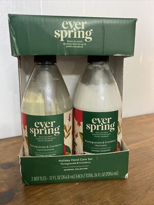 Everspring Hand Care Set Pomegranate Cranberry Soap Lotion Holiday 24oz