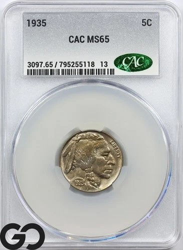 1935 Buffalo Nickel CAC MS 65 ** Premium Quality Blazer!