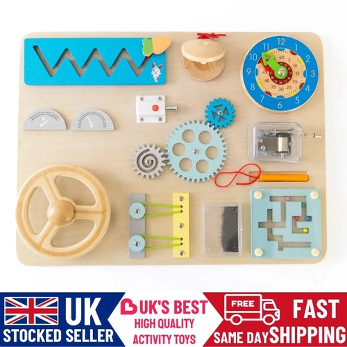 10 in 1 Wooden Toys BusyBoard Magnet Car Steering Wheel Sensory Activity Toddler