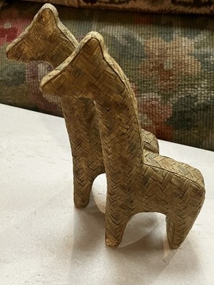Paar Giraffen Ornament, aufwendig geflochten Weidenkorbgeflecht, afrikanische Kunst