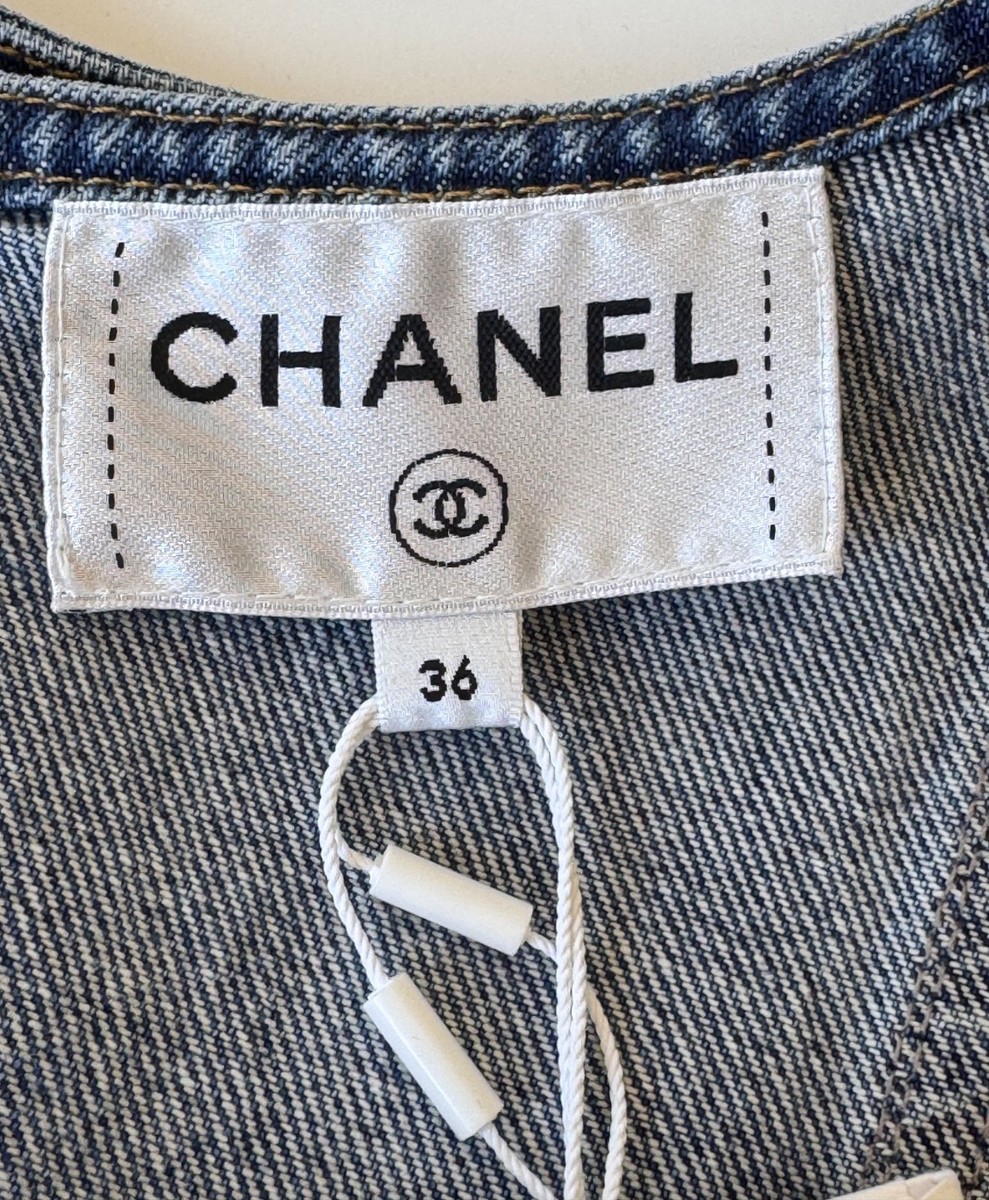 NWT CHANEL 22K BLUE DENIM SLEEVELESS MINI DRESS 36 | eBay