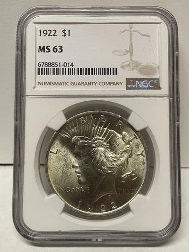 1922 Peace Dollar S$1 NGC MS63