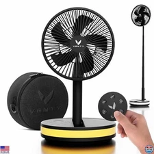 VENTY Wireless Portable Fan - Battery-Operated, 4 Speeds, LED Lights, Remote,