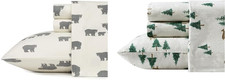 Cozy Bear Family Twin Cotton Flannel Sheet Set, Extra Soft